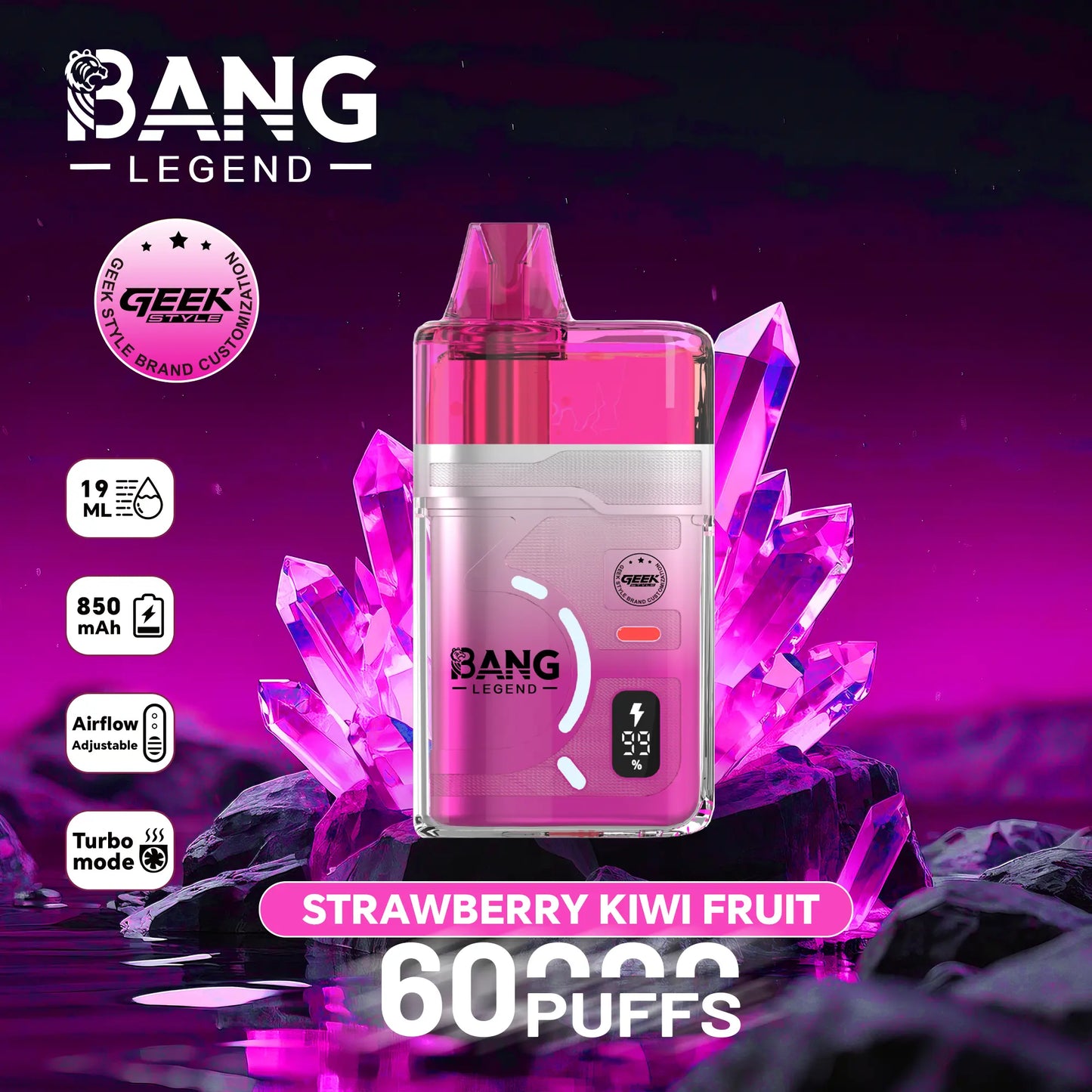 Bang Legend Geek 60000 60K Puffs Airflow Adjustable & Turbo Mode Disposable Vape