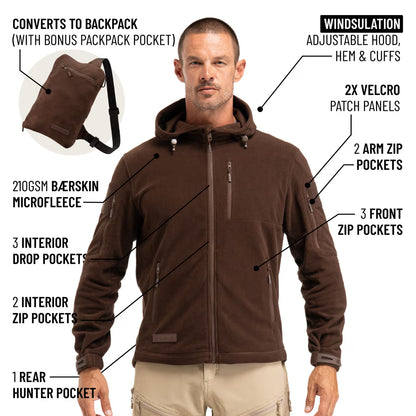 The World's Only Outdoor Hoodie That Becomes Its Own Backpack. 210gsm MicroFleece. 12 Pockets. Stuff It, Strap It, Keep Moving.