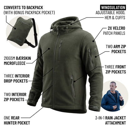 The World's Only Outdoor Hoodie That Becomes Its Own Backpack. 210gsm MicroFleece. 12 Pockets. Stuff It, Strap It, Keep Moving.