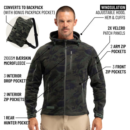 The World's Only Outdoor Hoodie That Becomes Its Own Backpack. 210gsm MicroFleece. 12 Pockets. Stuff It, Strap It, Keep Moving.