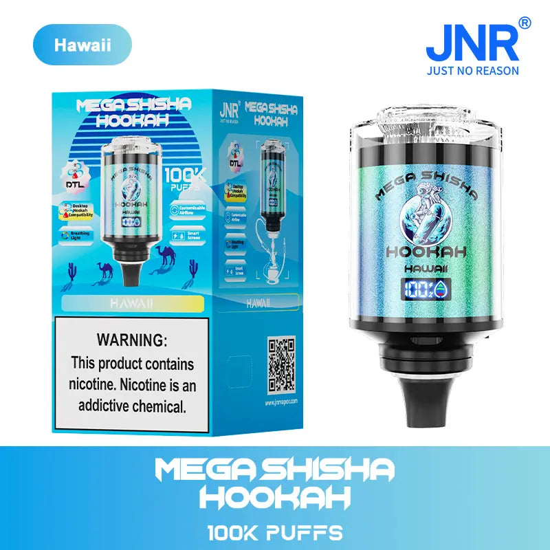 JNR Mega Shisha Hookah 100000 100K Puffs Large Capacity LED Display Disposable Vape