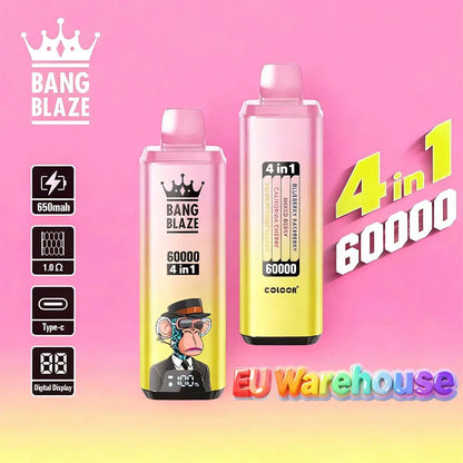Bang Blaze 60000 60k Puffs 4 in 1 Flavors LED Display Disposable Vape EU Warehouse