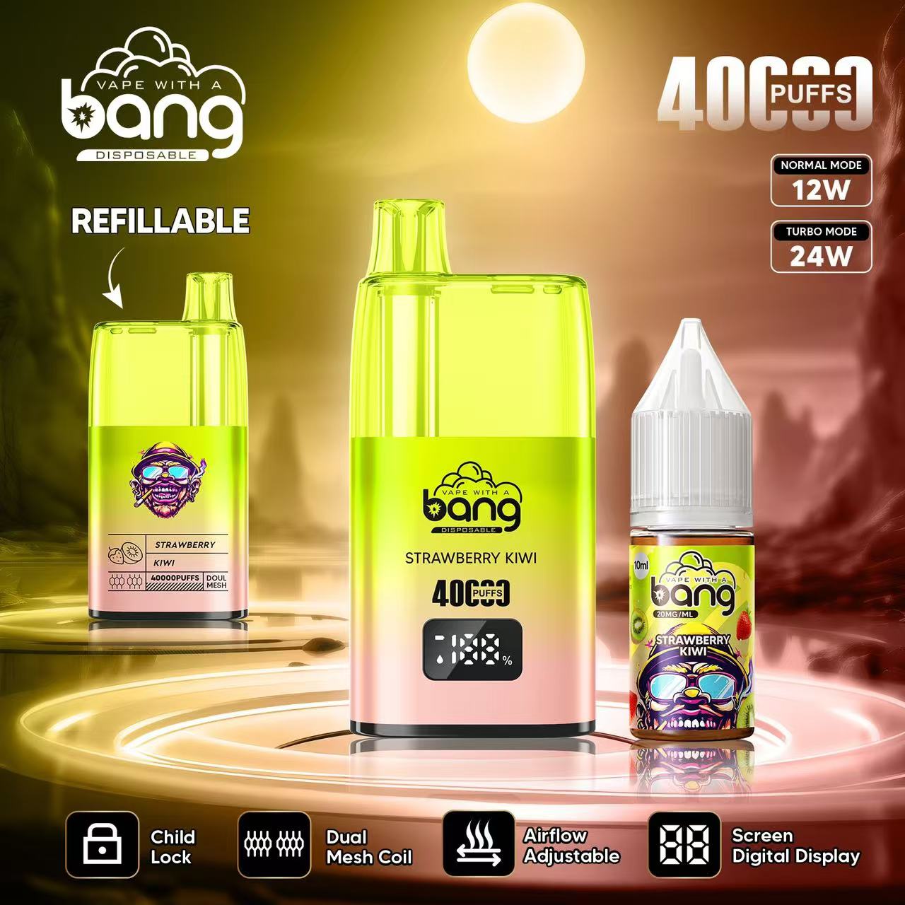Bang 40000 40K Puffs LED Digital Display Screen Refillable Oil Vape