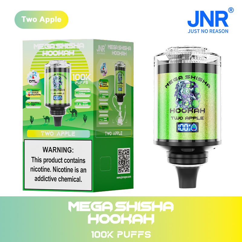 JNR Mega Shisha Hookah 100000 100K Puffs Large Capacity LED Display Disposable Vape