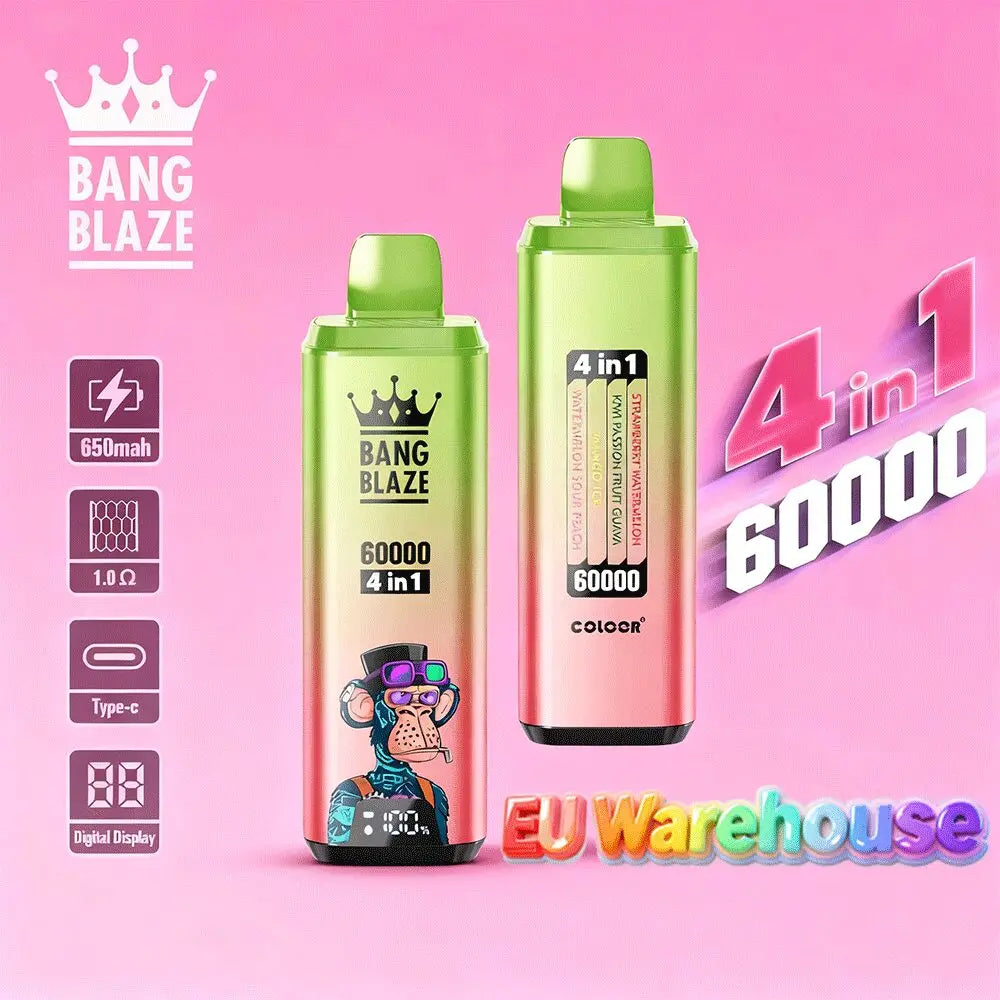 Bang Blaze 60000 60k Puffs 4 in 1 Flavors LED Display Disposable Vape EU Warehouse