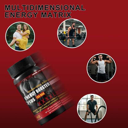Männer Vitamin-Energie-Ergänzung 60 Tabletten - Energie-Booster Plus für Männer, unterstützt die männliche Ausdauer & Selbstvertrauen. Ausdauer & Leistungsfähigkeit