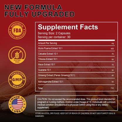 Männer Vitamin-Energie-Ergänzung 60 Tabletten - Energie-Booster Plus für Männer, unterstützt die männliche Ausdauer & Selbstvertrauen. Ausdauer & Leistungsfähigkeit