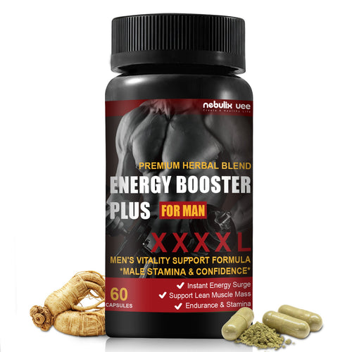Männer Vitamin-Energie-Ergänzung 60 Tabletten - Energie-Booster Plus für Männer, unterstützt die männliche Ausdauer & Selbstvertrauen. Ausdauer & Leistungsfähigkeit