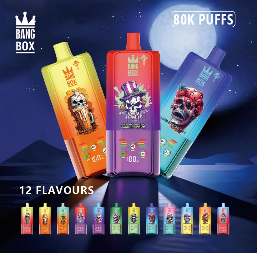 BANG BOX 80000 Puffs 3 in1 Flavor Disposable Vape - Strawberry Banana & Raspberry Watermelon & Love666