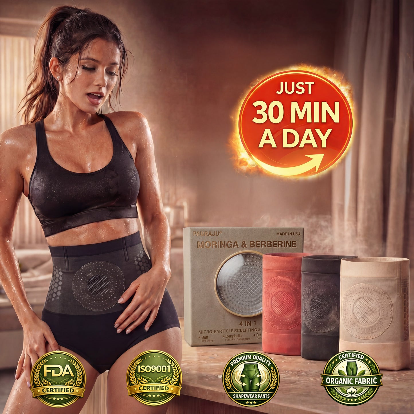 👙Official Brand Store | 2026 Moringa & Berberine 4-In-1 Micro-Particle Sculpting & Fat-Burn Shorts